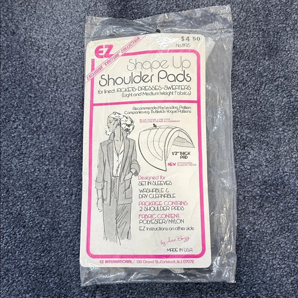 Vintage EZ Shape Up Shoulder Pads by Anne Bozzi- White, original unopened pkg.